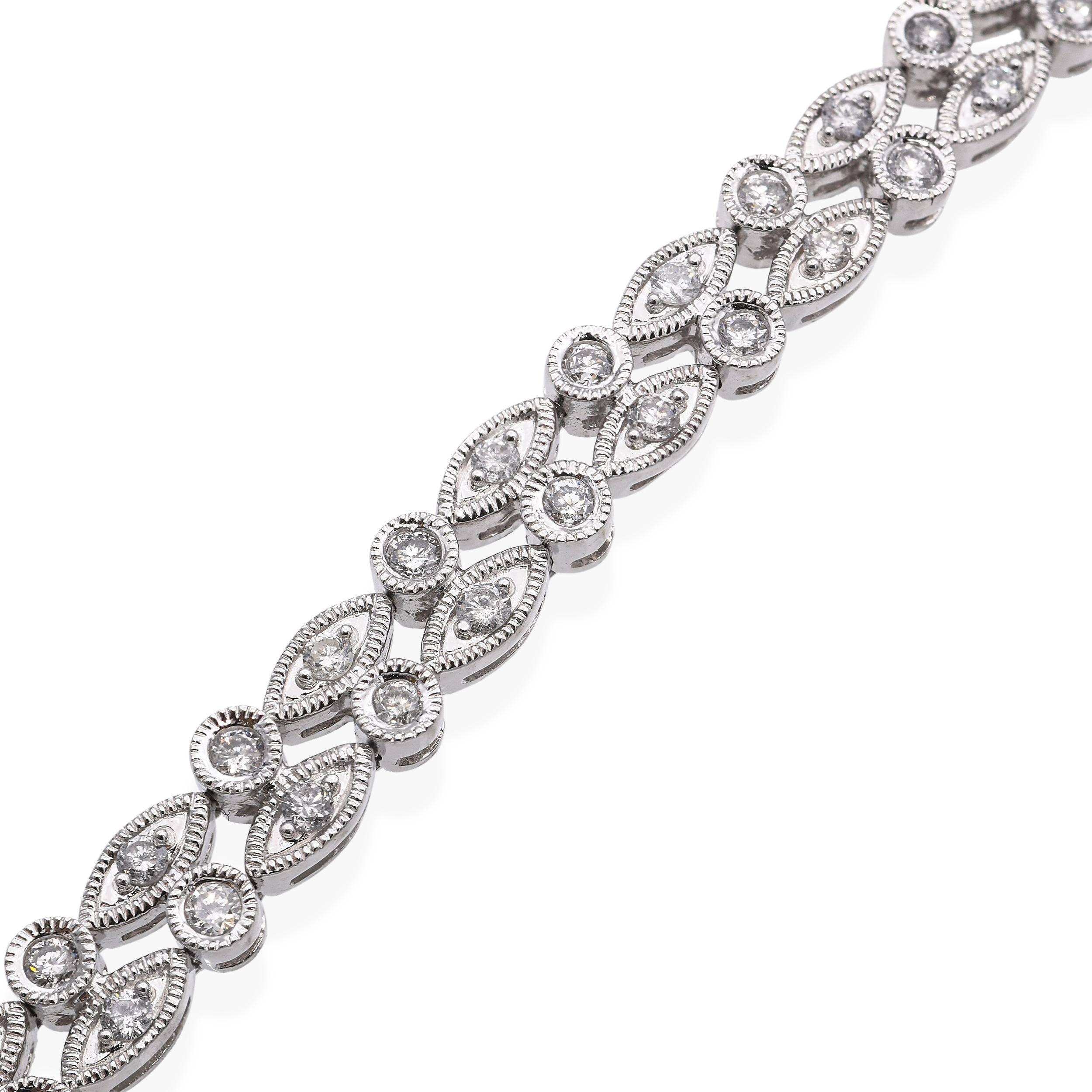 14k White Gold 1.25tcw Diamond Link Bracelet