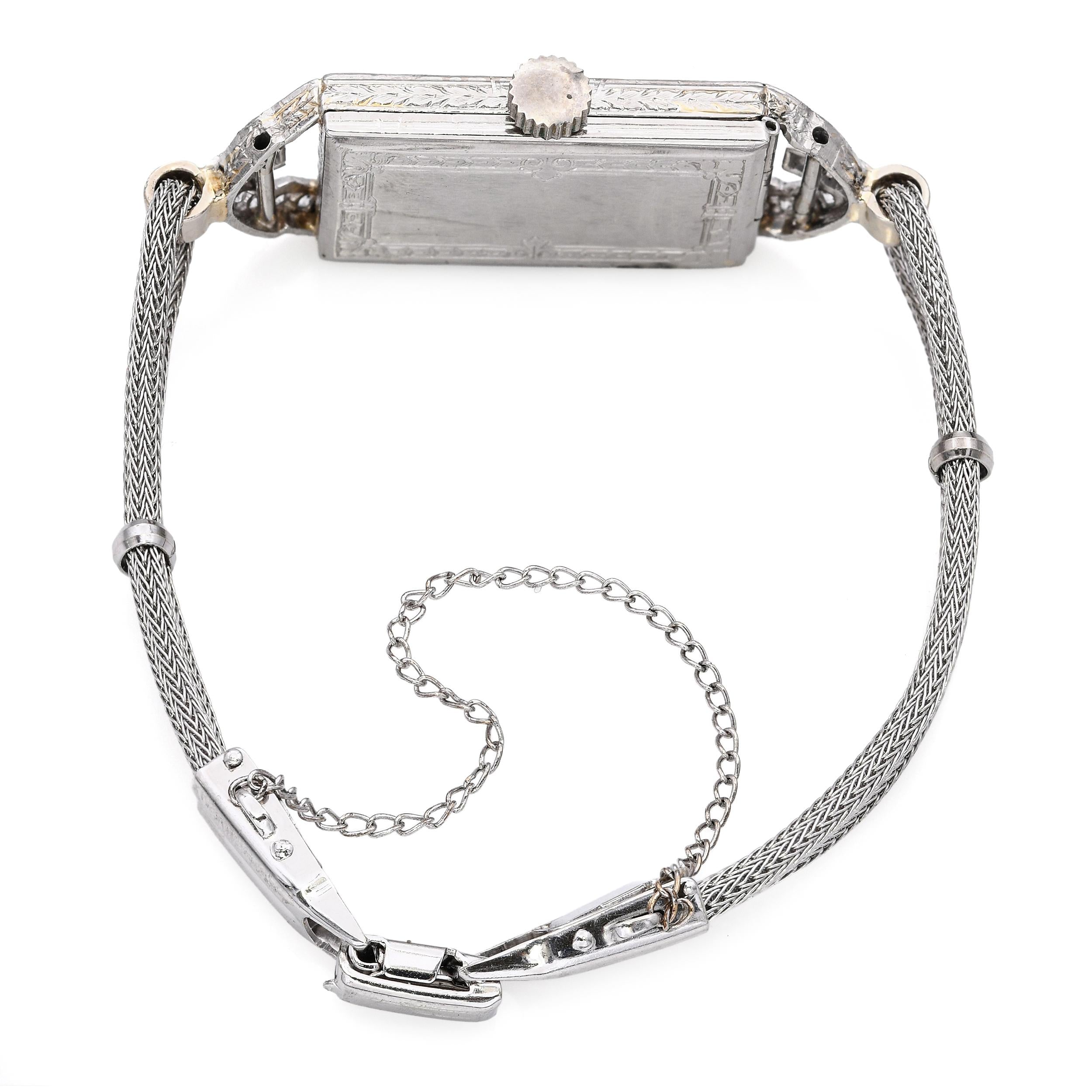 Art Deco Platinum Shreve & Co 1.00tcw Diamond Hand Wind Ladies Watch