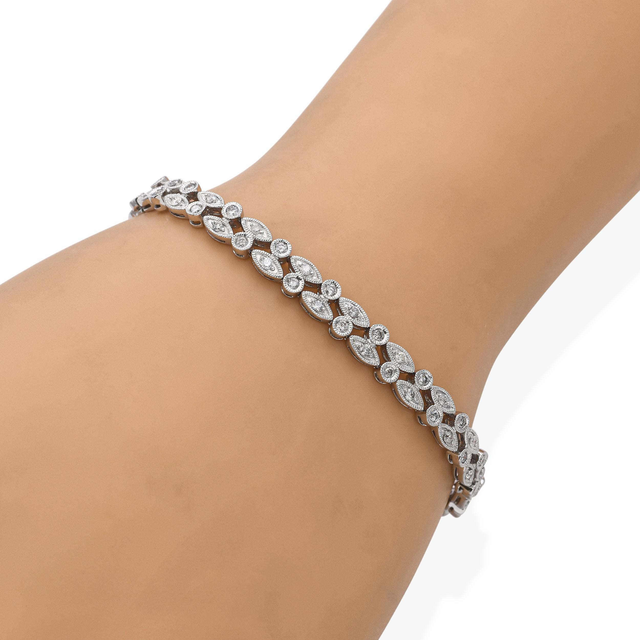 14k White Gold 1.25tcw Diamond Link Bracelet