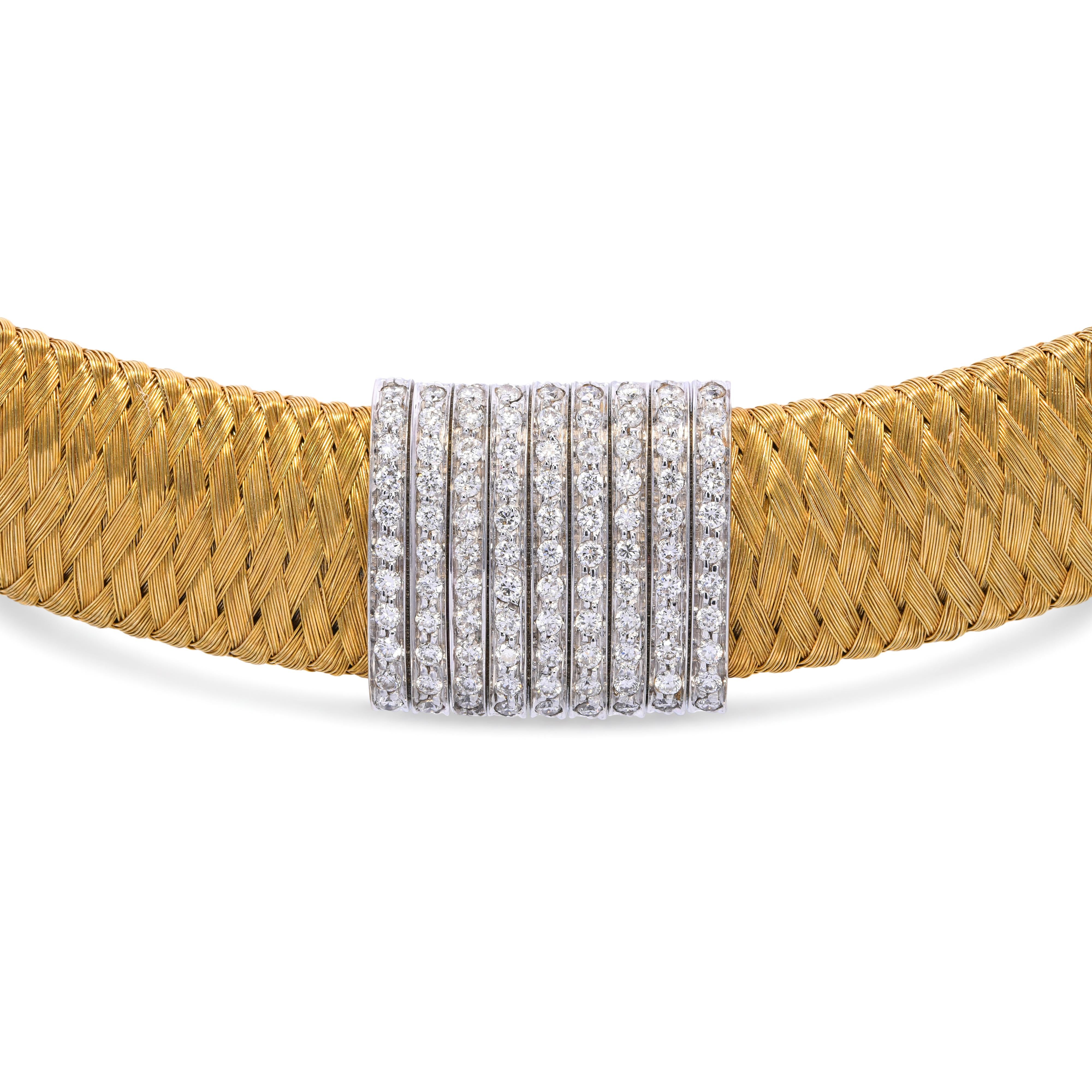 Roberto Coin 18k Two Tone Gold Appassionata Woven Collar Necklace