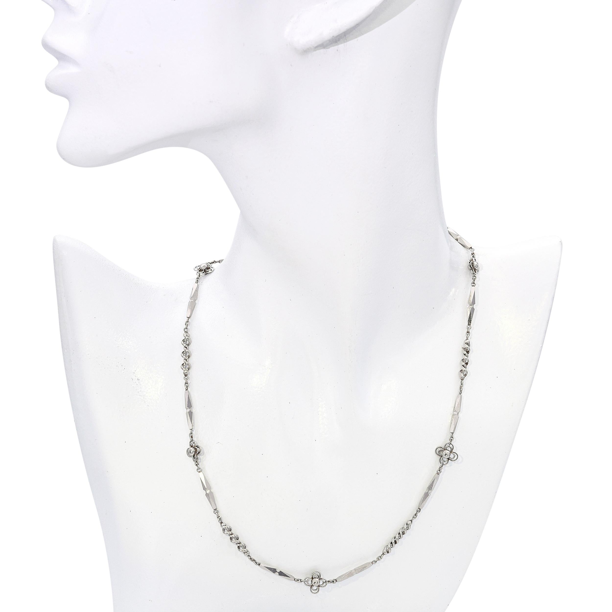 Platinum Ornate Link Chain Necklace