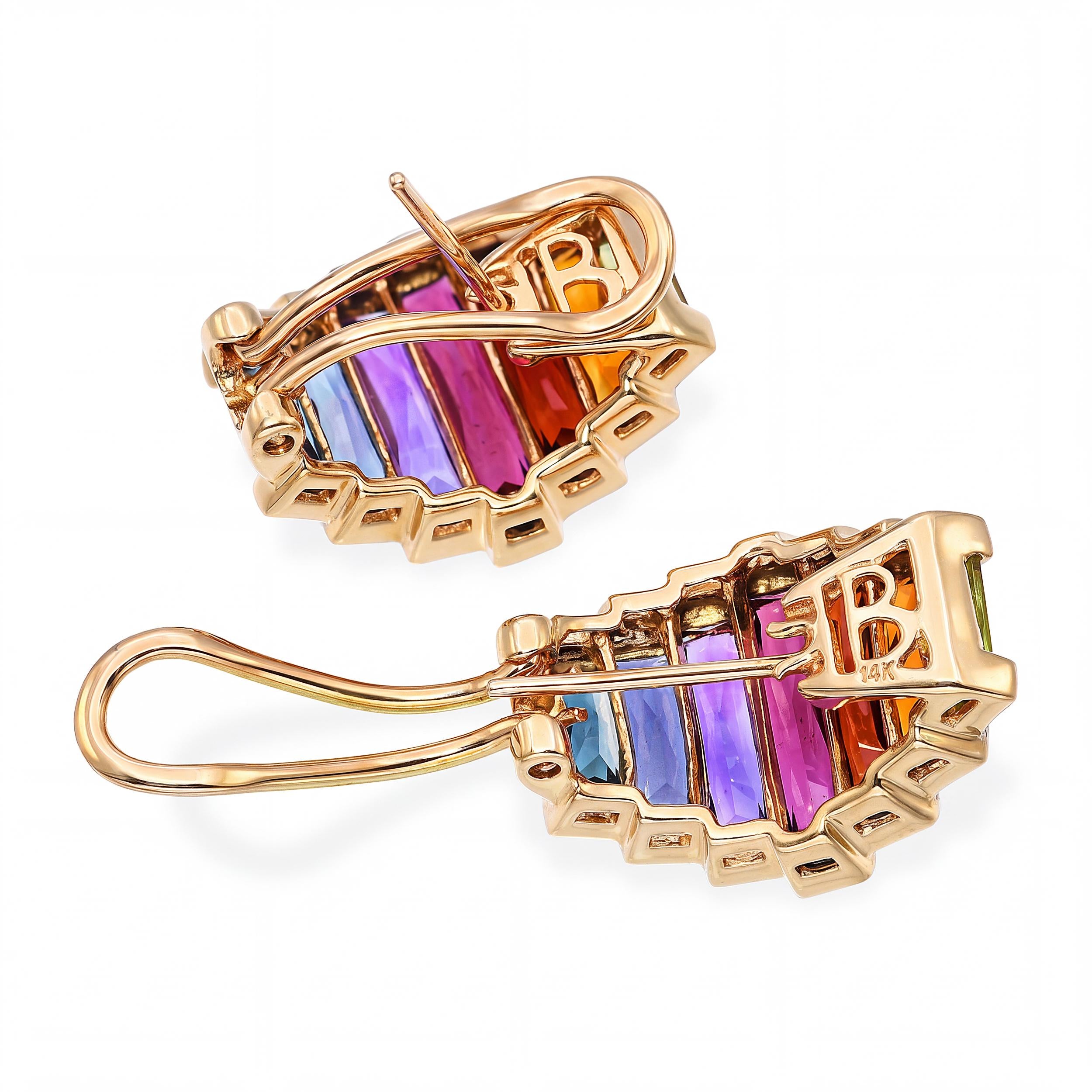 Bellarri 14k Yellow Gold Multi-Stone and Diamond Earrings