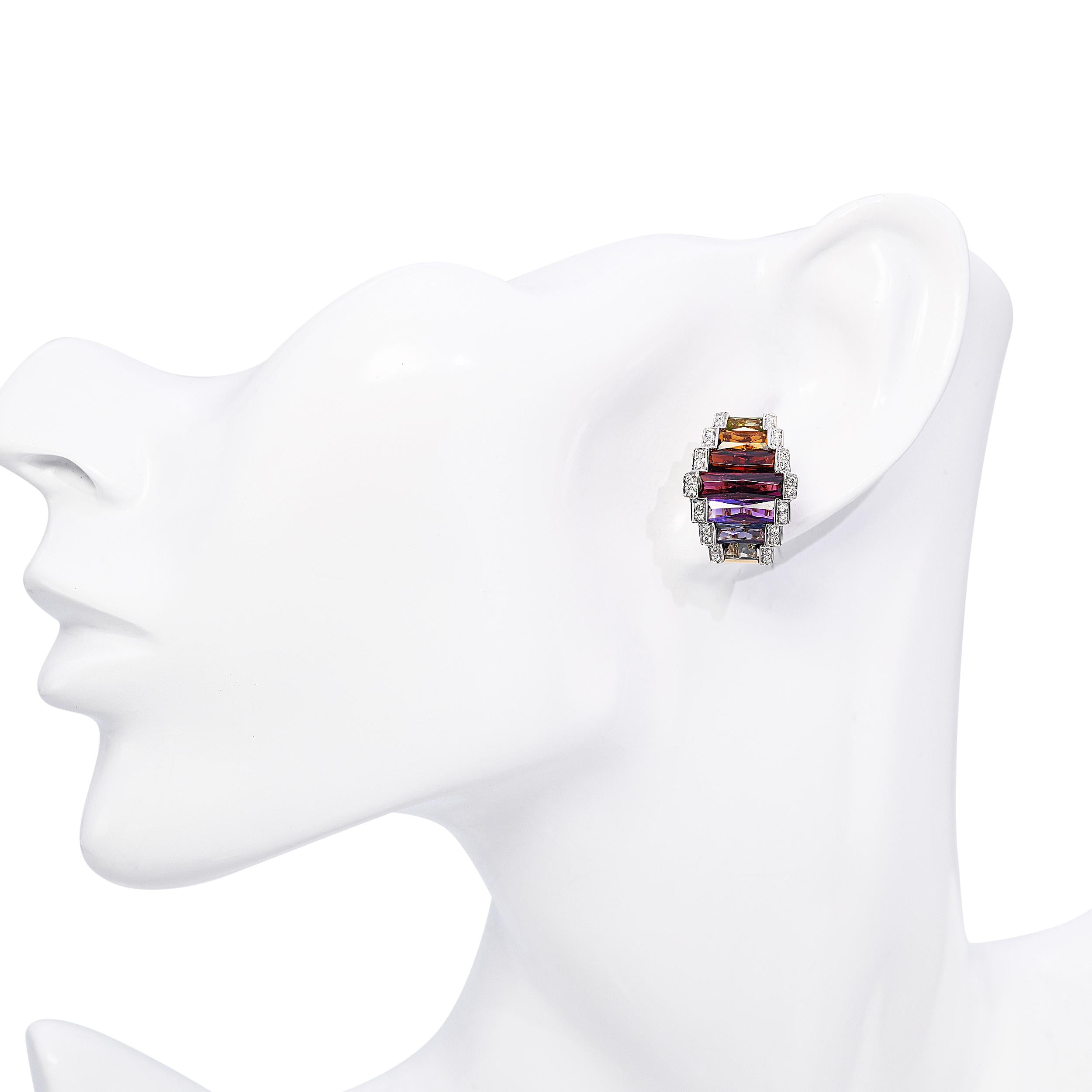 Bellarri 14k Yellow Gold Multi-Stone and Diamond Earrings