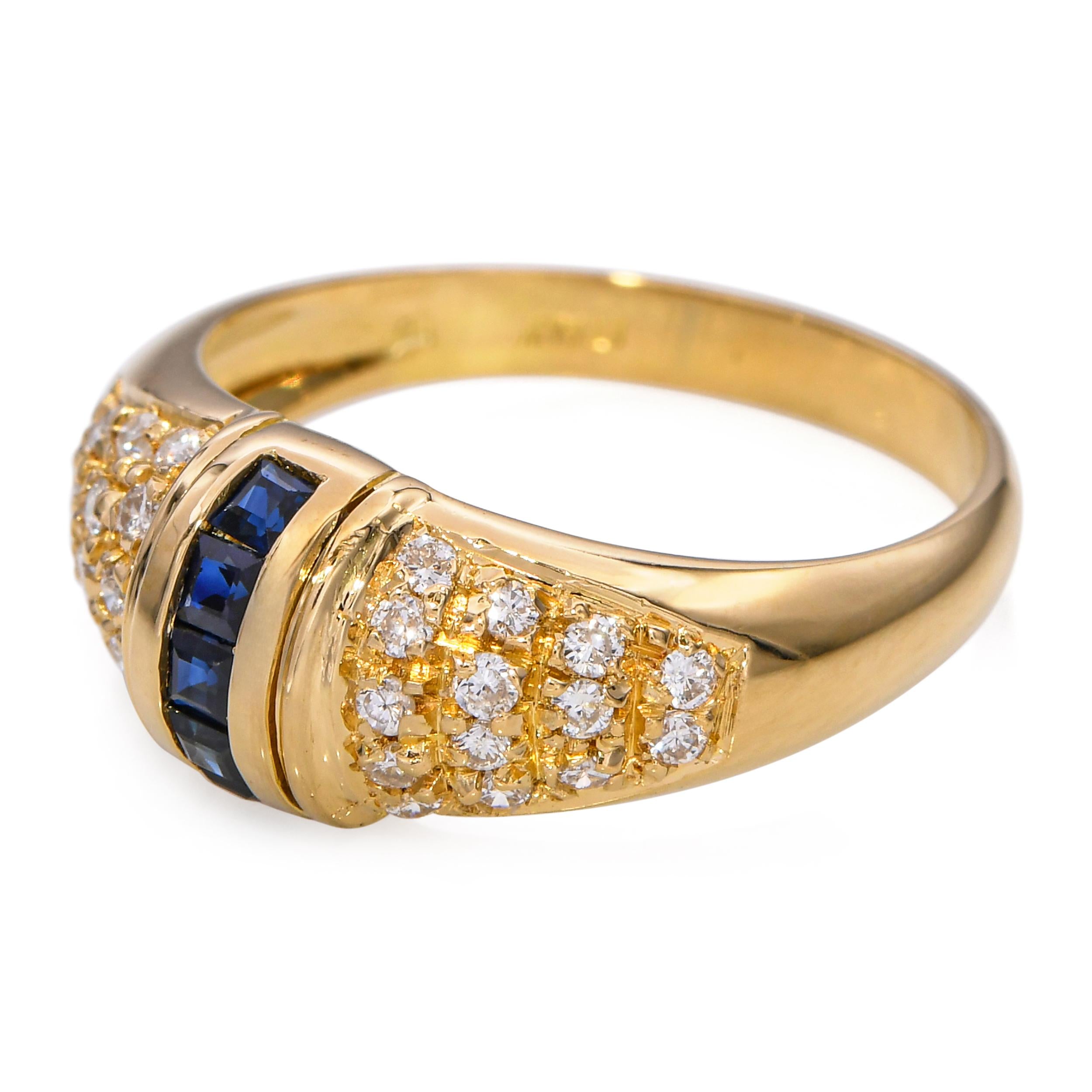 18k Yellow Gold Diamond and Sapphire Ring