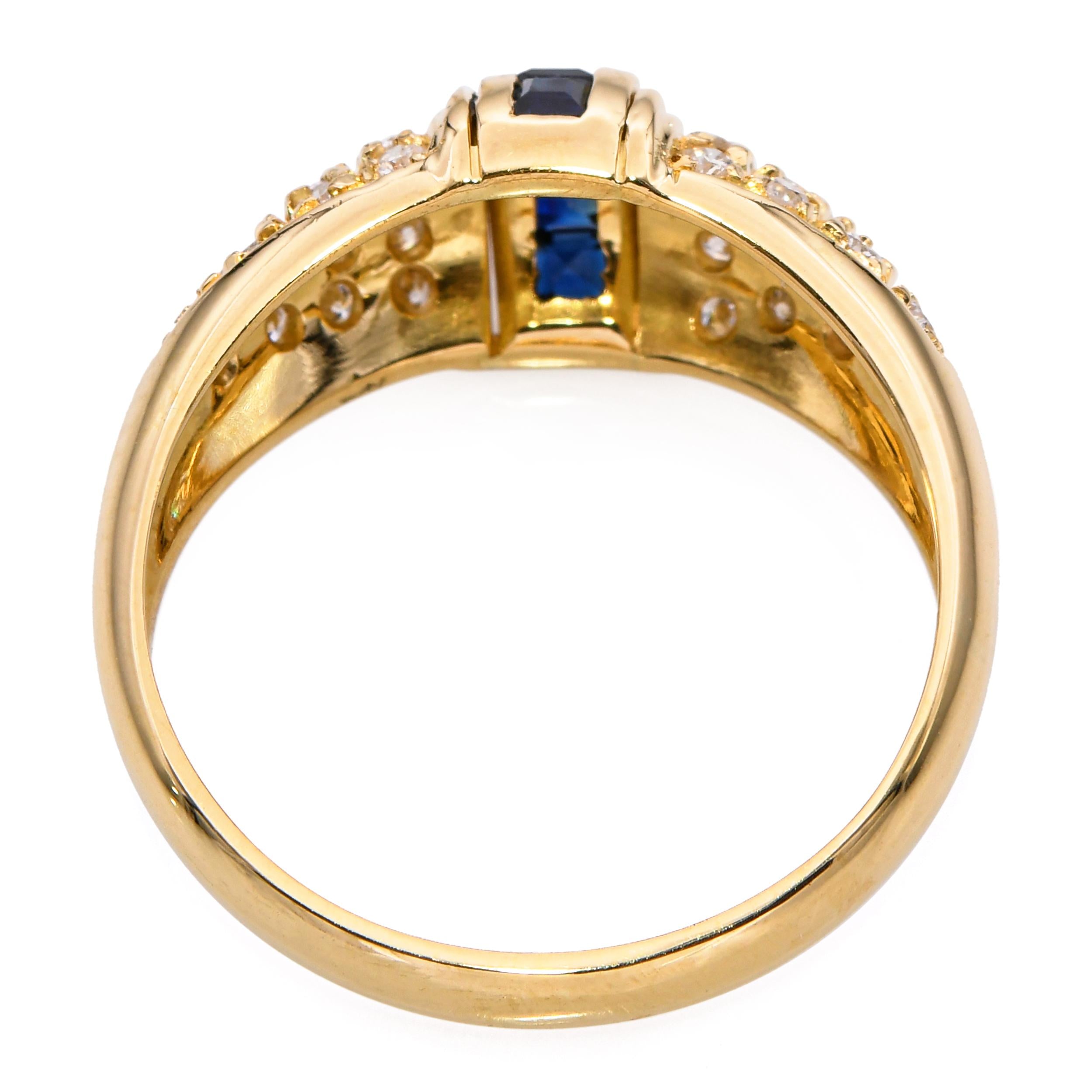18k Yellow Gold Diamond and Sapphire Ring