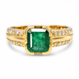 Vintage H Stern 18k Yellow Gold Emerald and Diamond Ring