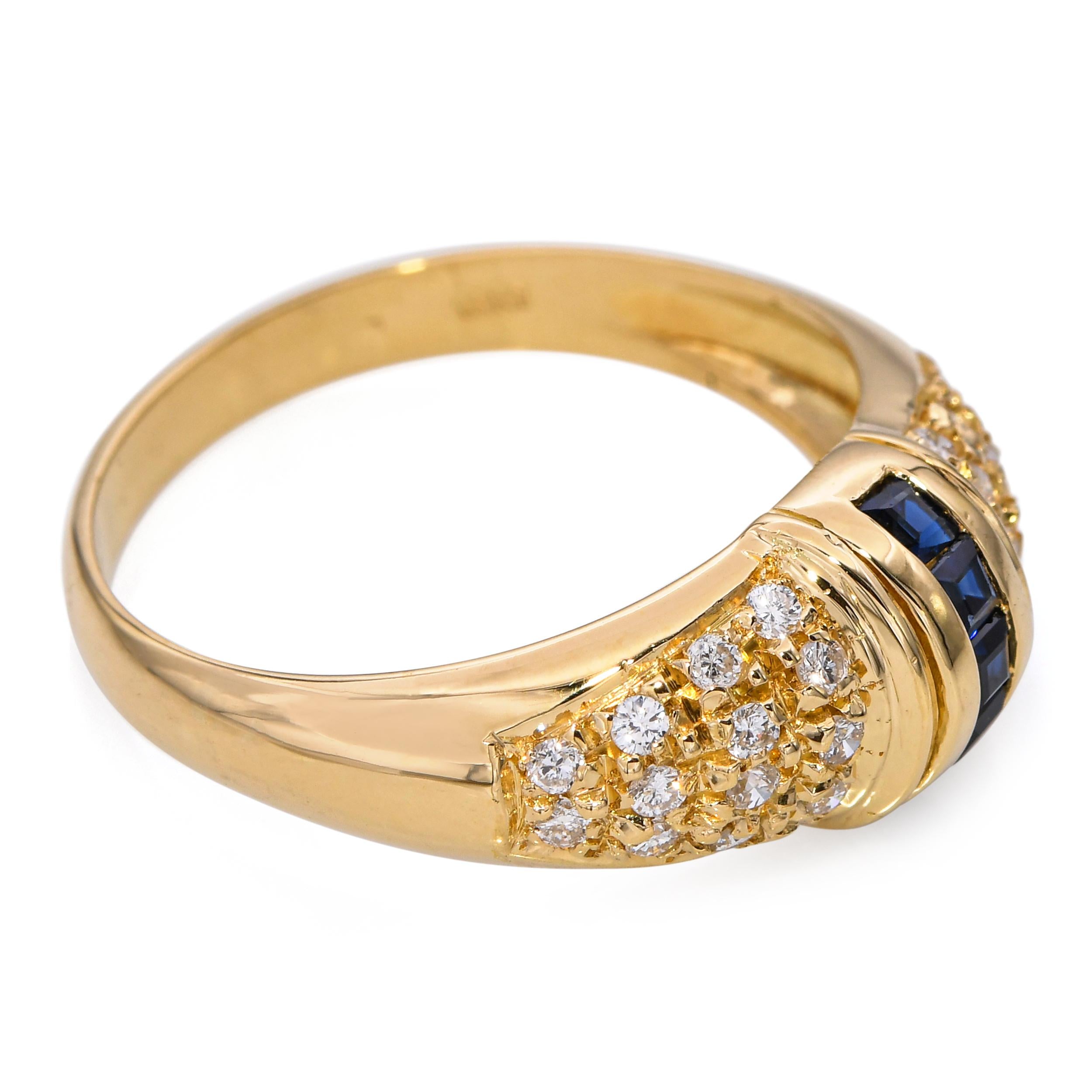 18k Yellow Gold Diamond and Sapphire Ring