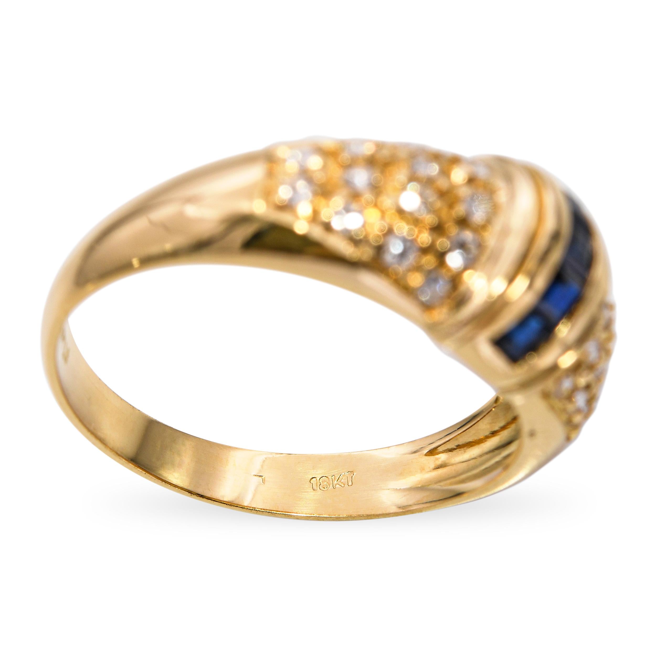 18k Yellow Gold Diamond and Sapphire Ring