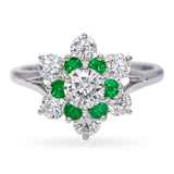 Vintage 14k White Gold 1.08tcw Diamond and Lab Emerald Ring