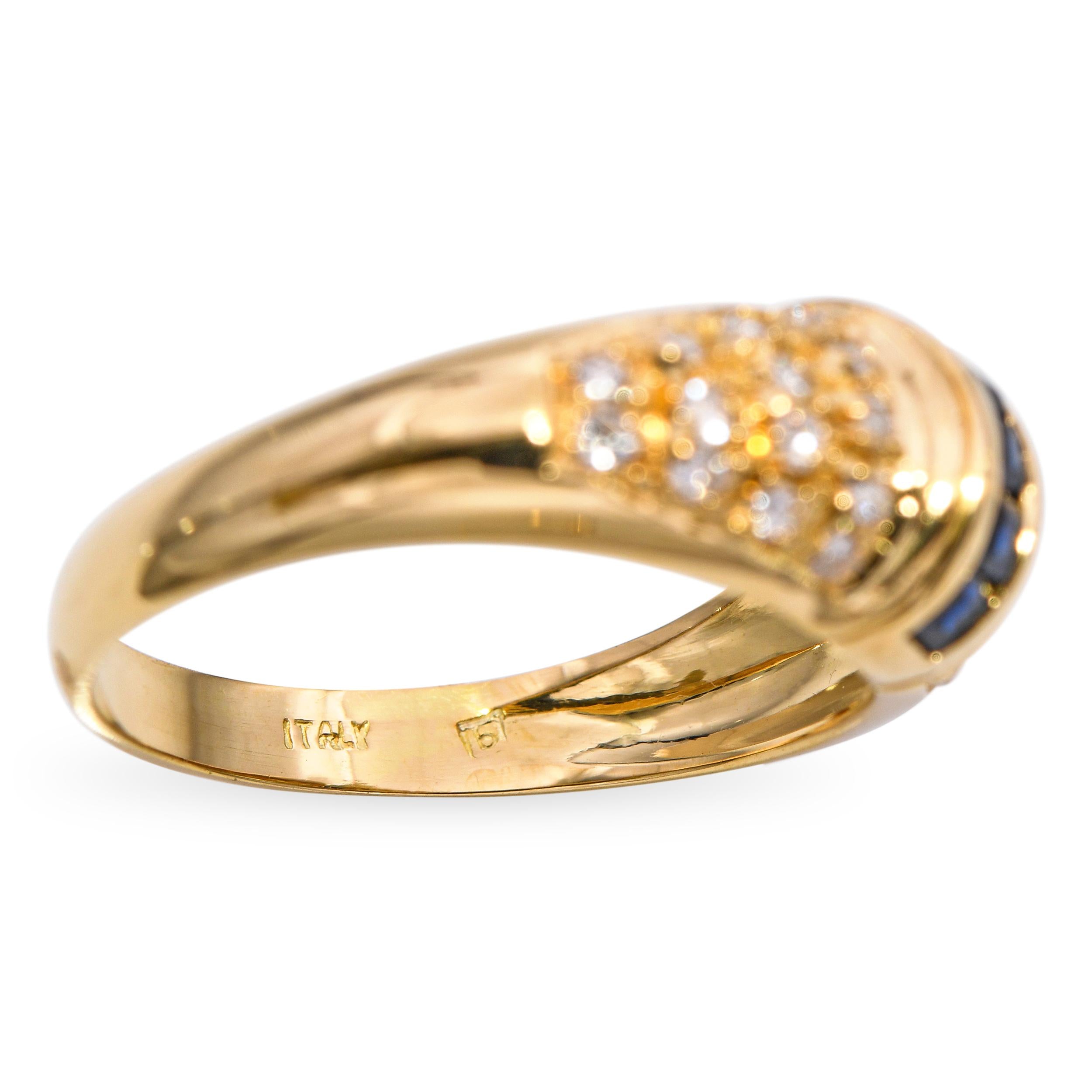 18k Yellow Gold Diamond and Sapphire Ring