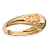 18k Yellow Gold Diamond and Sapphire Ring
