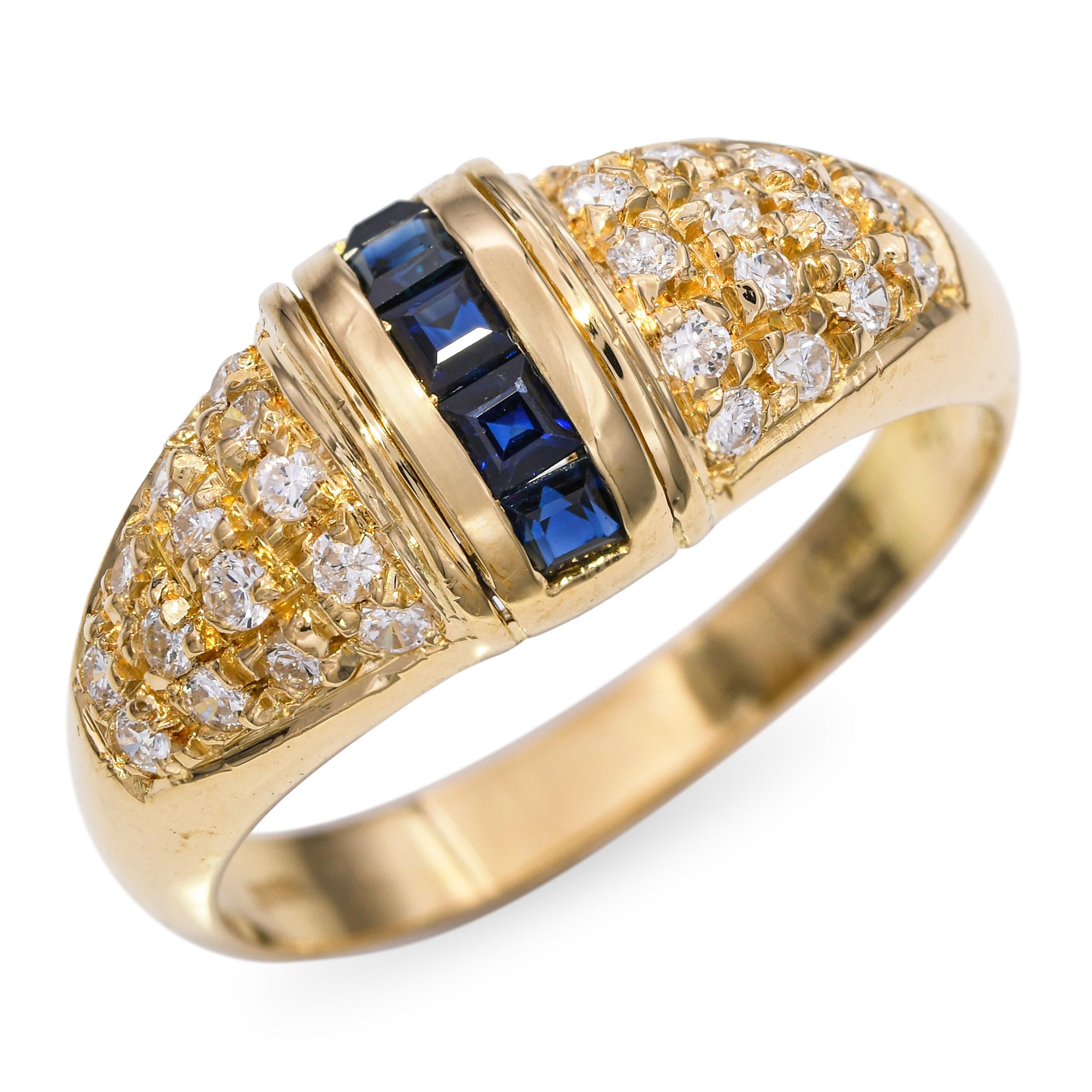 18k Yellow Gold Diamond and Sapphire Ring