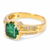 Vintage H Stern 18k Yellow Gold Emerald and Diamond Ring