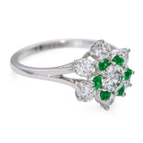 Vintage 14k White Gold 1.08tcw Diamond and Lab Emerald Ring
