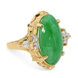 Vintage 14k Yellow Gold 8.94tcw Jadeite Jade and Diamond Ring