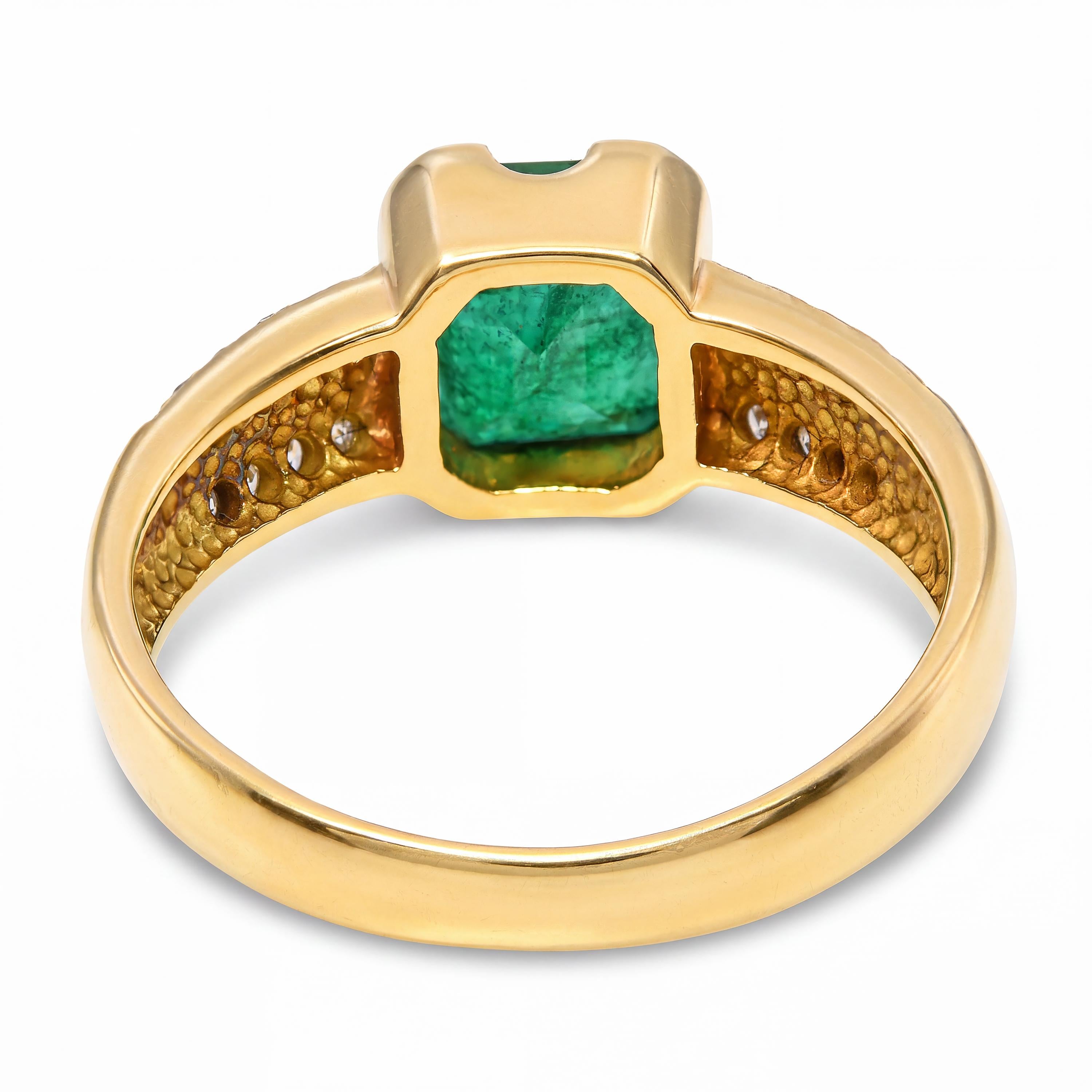 Vintage H Stern 18k Yellow Gold Emerald and Diamond Ring
