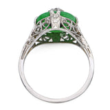 Art Deco 18k Jade and Rose Cut Diamond Filigree Ring