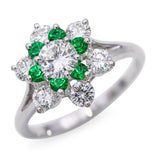 Vintage 14k White Gold 1.08tcw Diamond and Lab Emerald Ring