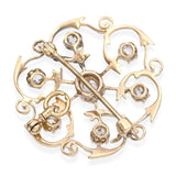 Victorian Yellow Gold Old European Cut Diamond Openwork Circle Brooch Pendant