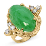 Vintage 14k Yellow Gold 8.94tcw Jadeite Jade and Diamond Ring