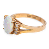 Vintage 14k Yellow Gold 0.75ct Opal and Diamond Ring