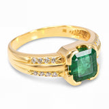 Vintage H Stern 18k Yellow Gold Emerald and Diamond Ring