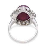 Vintage Platinum 9.18ct Synthetic Star Ruby & Diamond Halo Ring