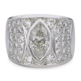 Vintage 14k White Gold 3.39tcw Marquise & Round Diamond Ring