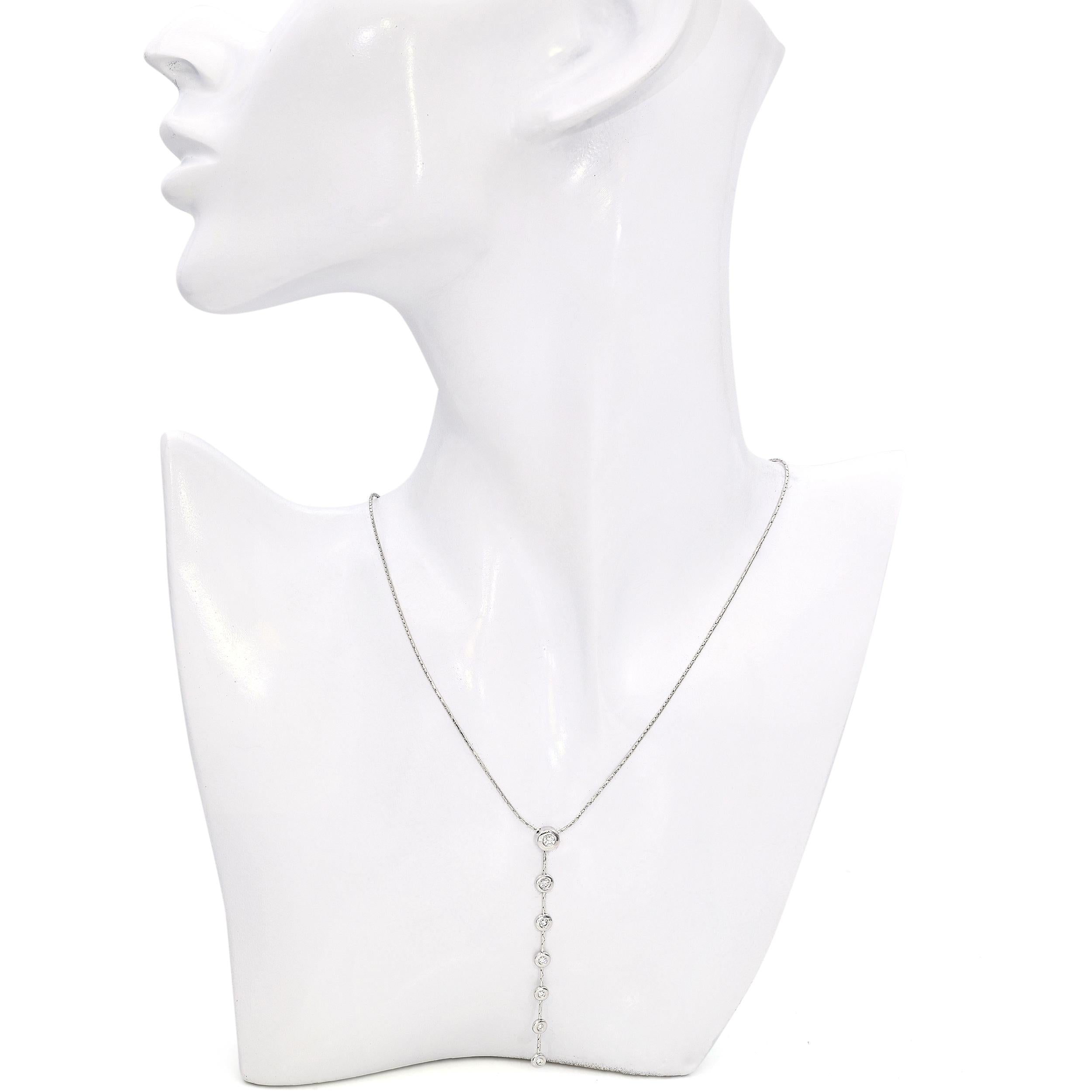 Jordan Schlanger 18k White Gold Diamond Station Drop Necklace