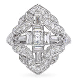 Vintage Platinum Art Deco 1.1tcw Diamond Motif Ring