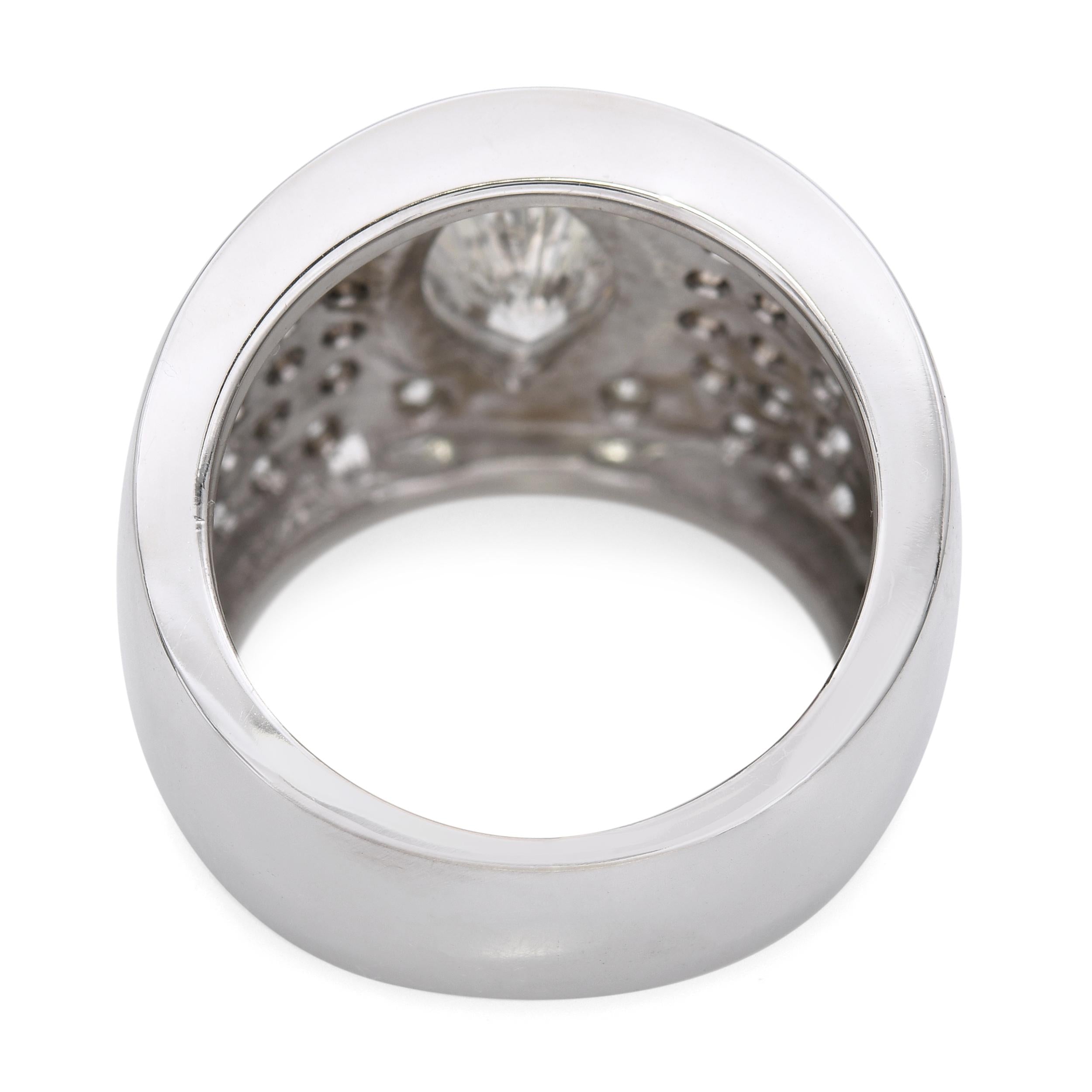 Vintage 14k White Gold 3.39tcw Marquise & Round Diamond Ring