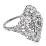 Vintage Platinum Art Deco 1.1tcw Diamond Motif Ring