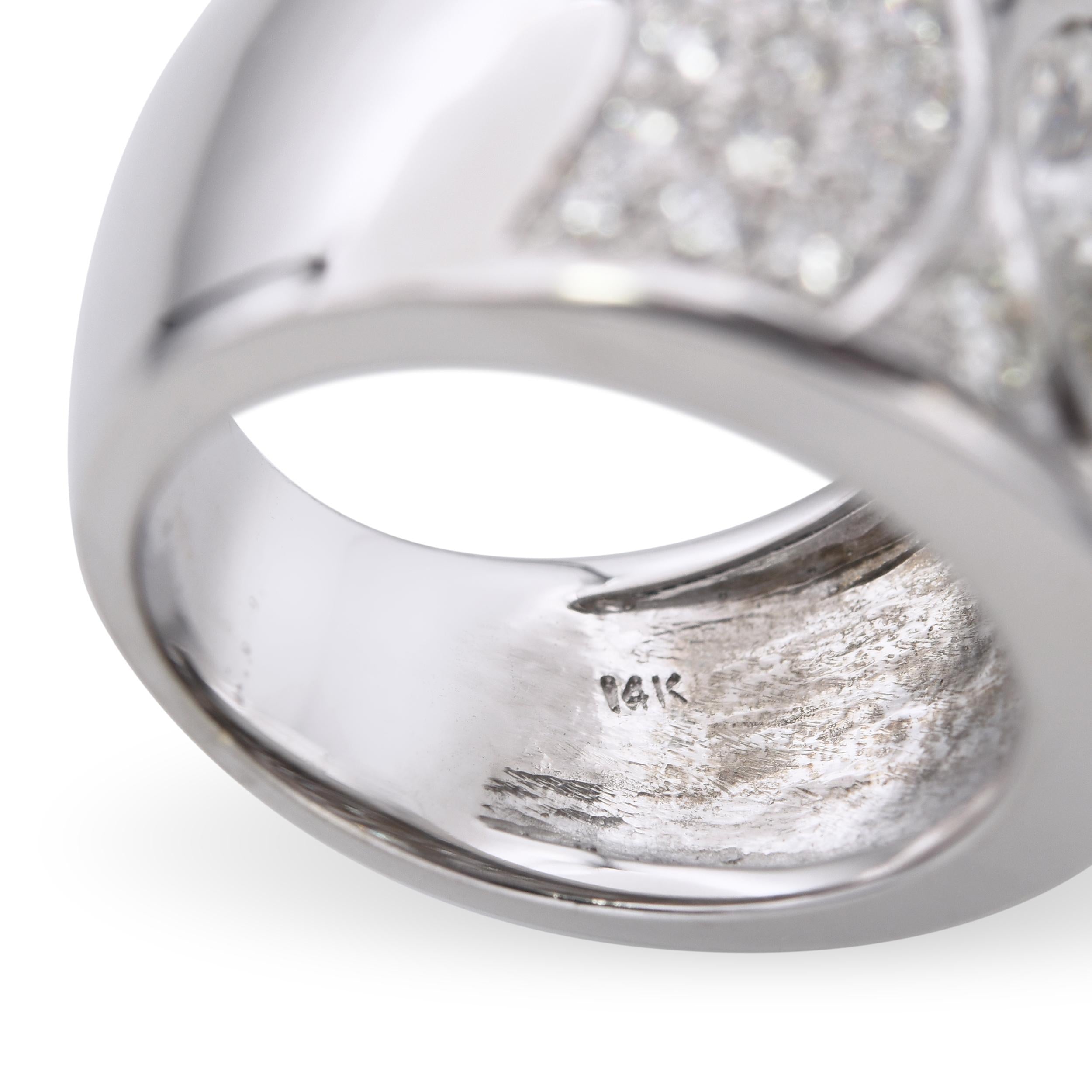 Vintage 14k White Gold 3.39tcw Marquise & Round Diamond Ring