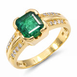 Vintage H Stern 18k Yellow Gold Emerald and Diamond Ring
