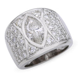 Vintage 14k White Gold 3.39tcw Marquise & Round Diamond Ring