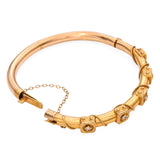 Antique Victorian 14k Yellow Gold and Diamond Rope Detail Hinged Bracelet