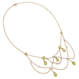 Vintage Yellow Gold Pearl and Peridot Festoon Necklace
