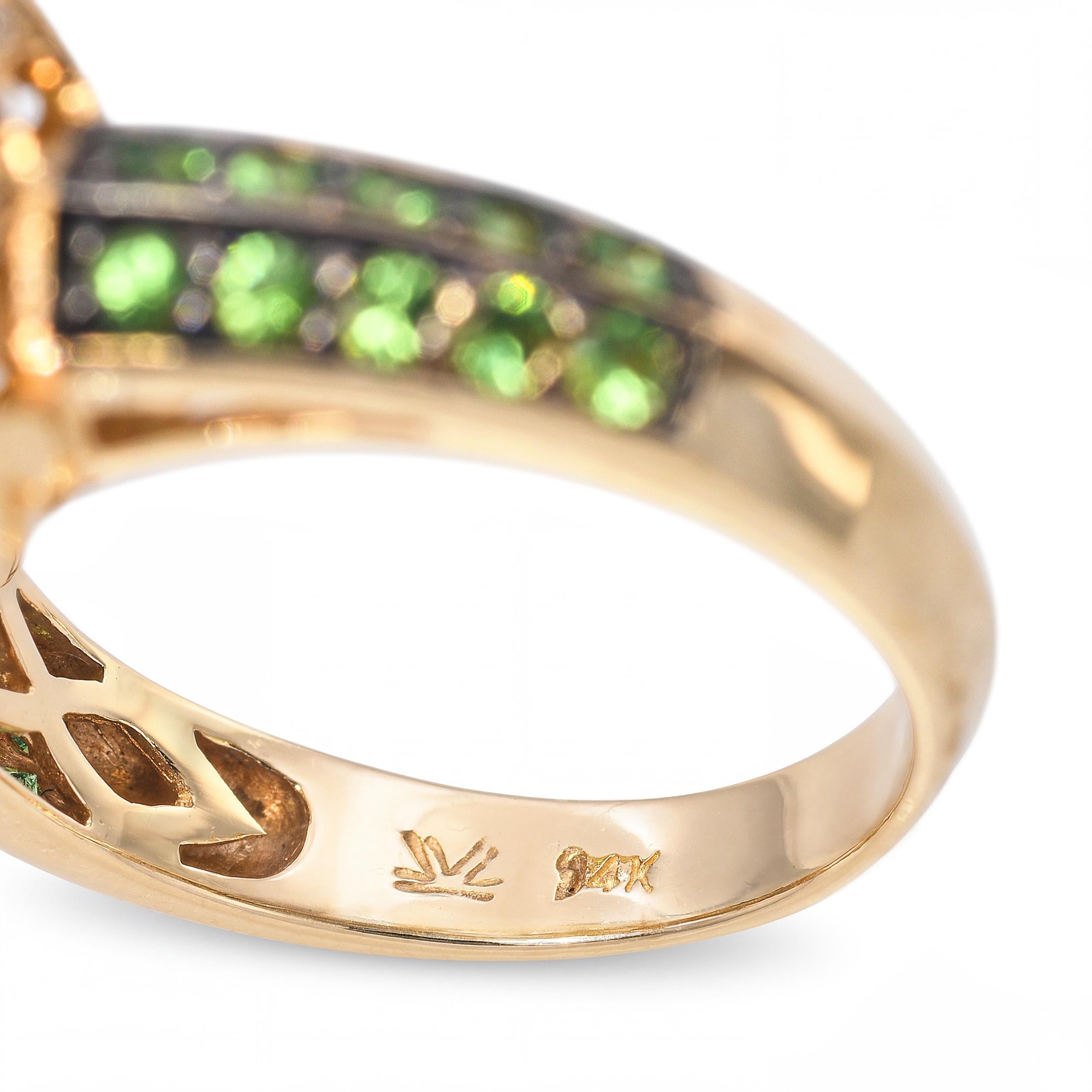 LeVian 14k Yellow Gold Yellow Quartz Tsavorite and Diamond Ring