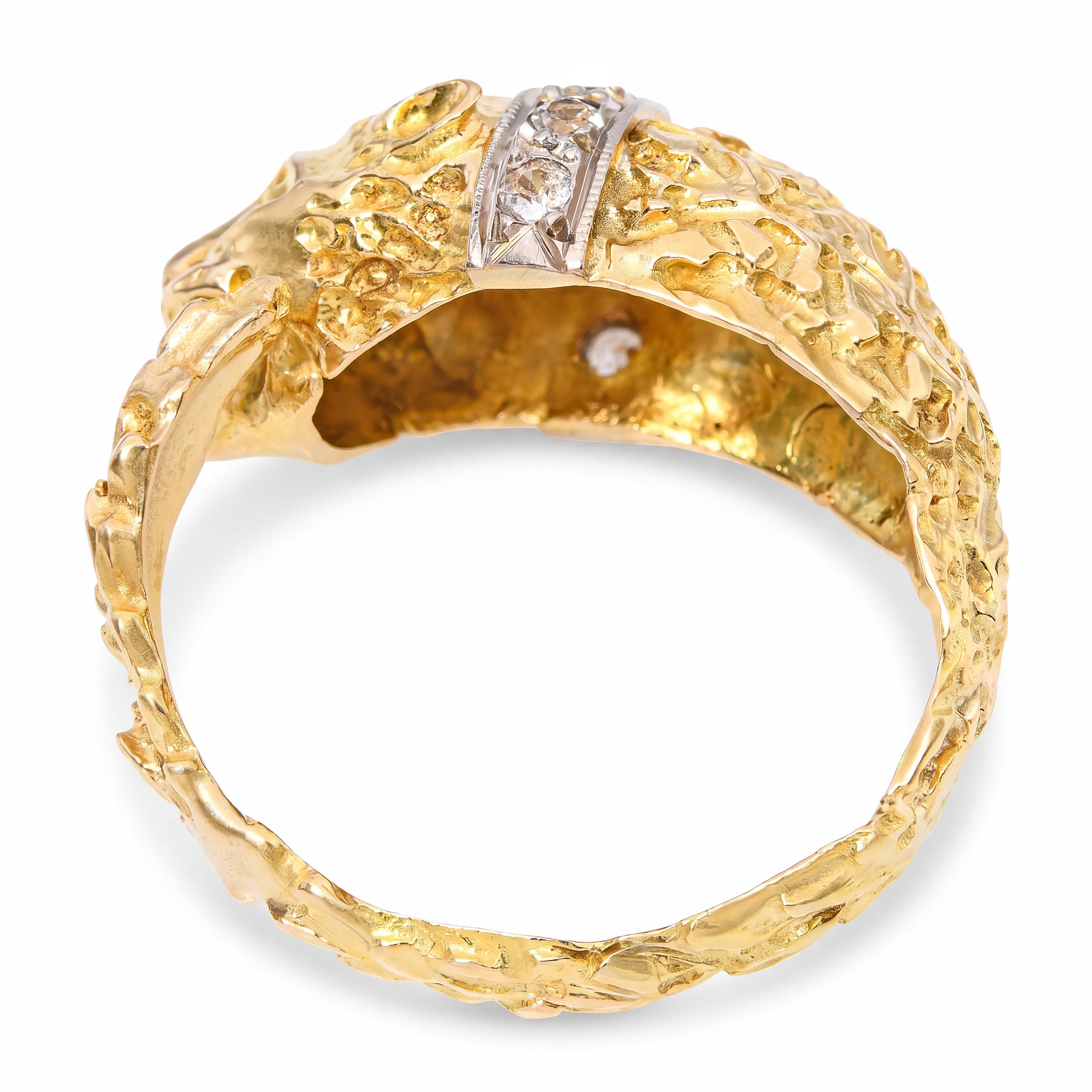 Vintage 18k Yellow Gold Lion Bypass Ring