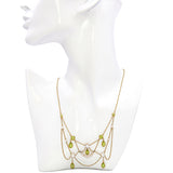 Vintage Yellow Gold Pearl and Peridot Festoon Necklace