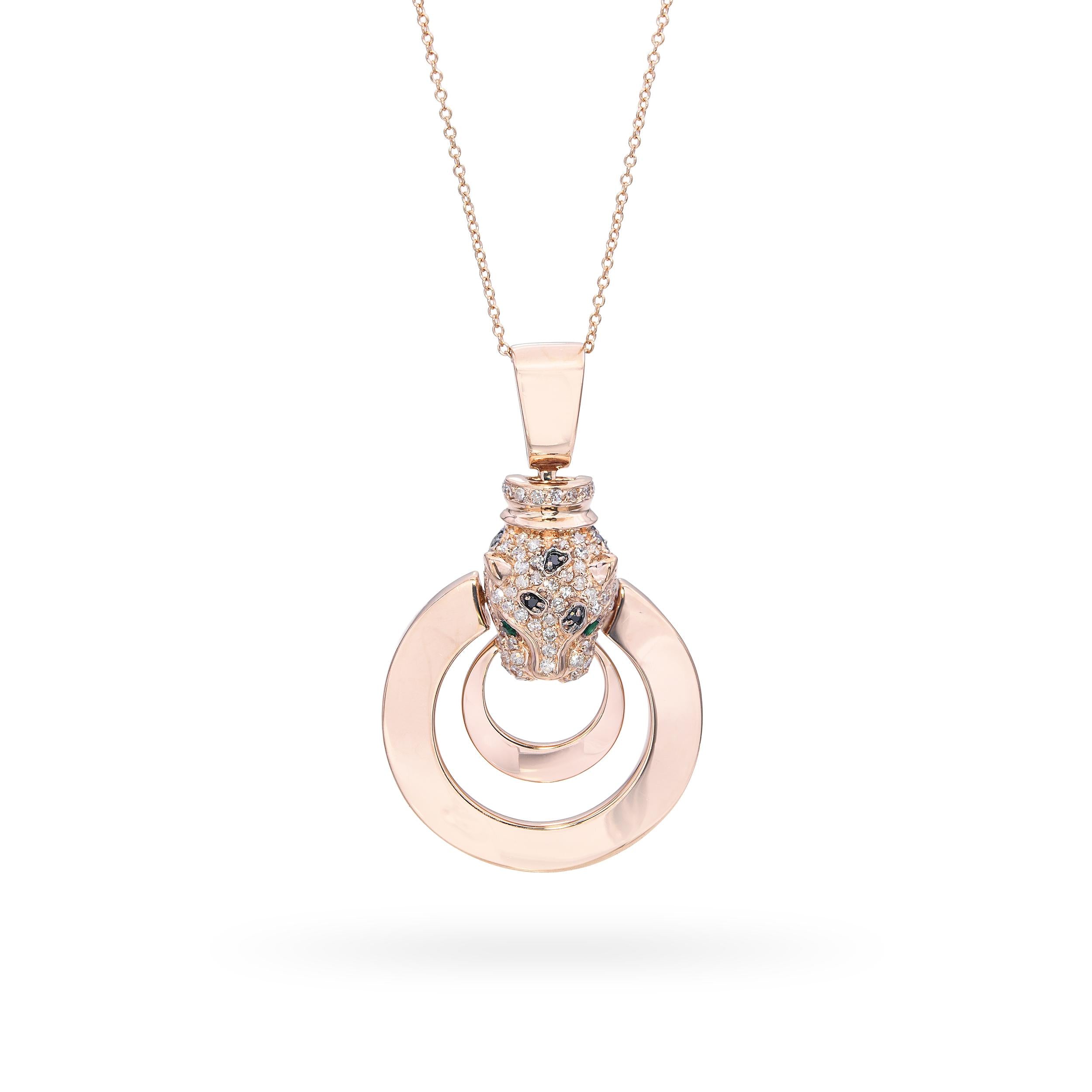 Effy Signature 14k Rose Gold Diamond and Emerald Panther Necklace