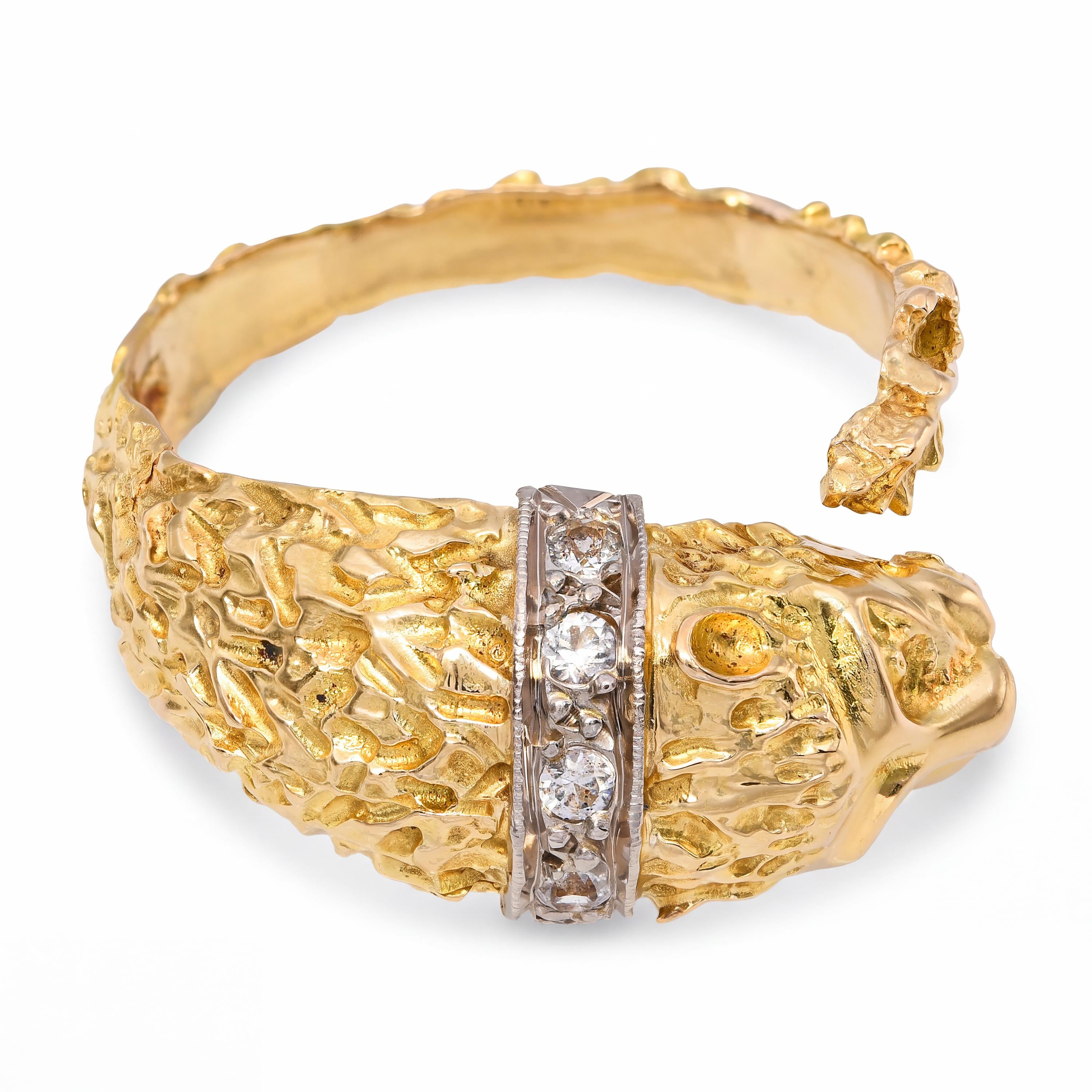 Vintage 18k Yellow Gold Lion Bypass Ring