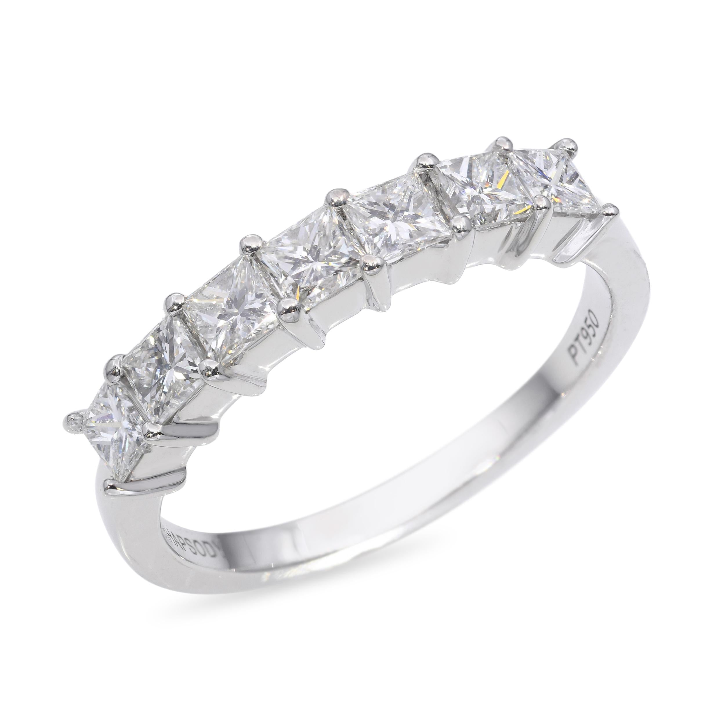 Rhapsody Platinum 1.05tcw G VS Princess Cut Diamond Half Band Ring
