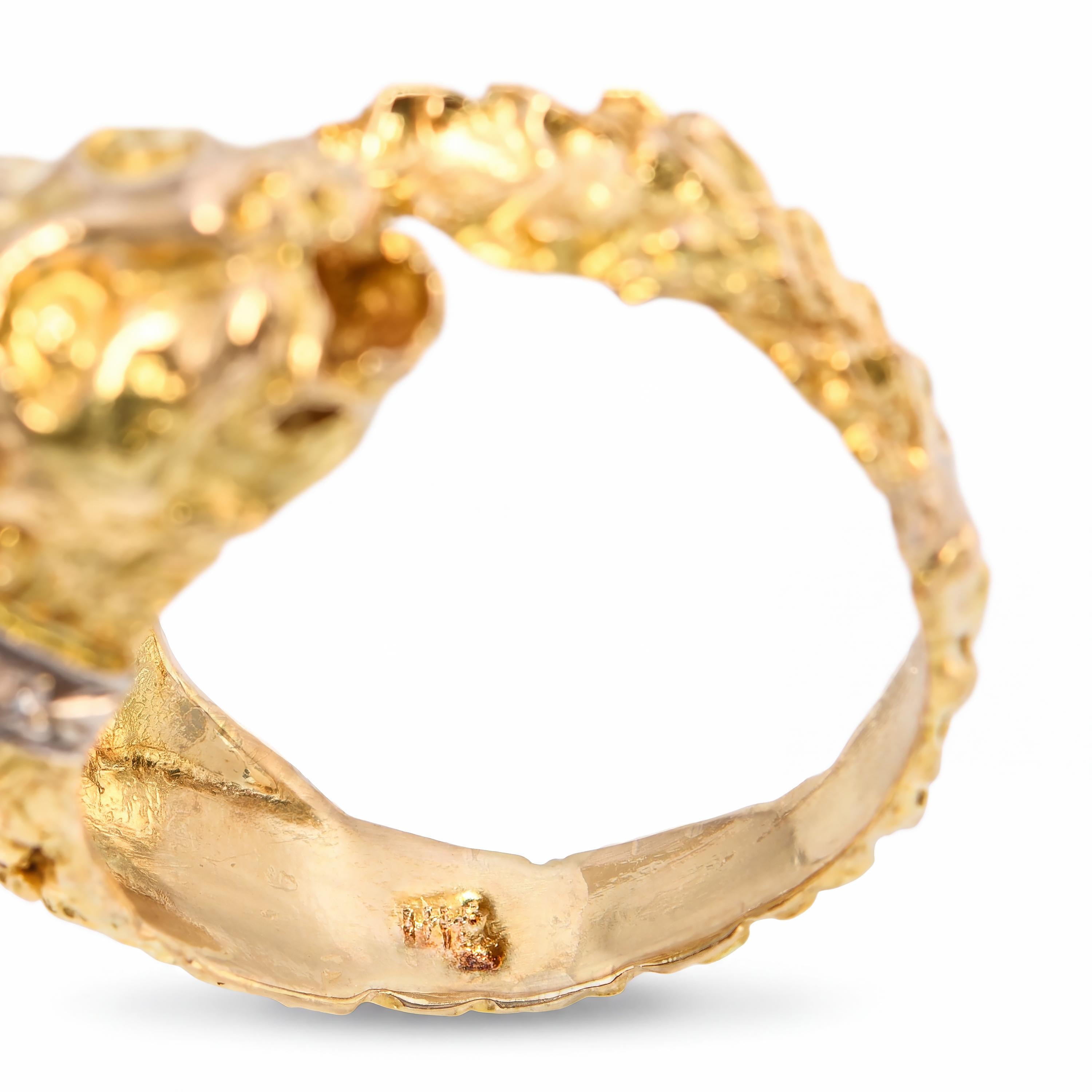 Vintage 18k Yellow Gold Lion Bypass Ring
