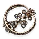 Antique Edwardian Yellow Gold and Silver Top Diamond & Natural Pearl Pendant