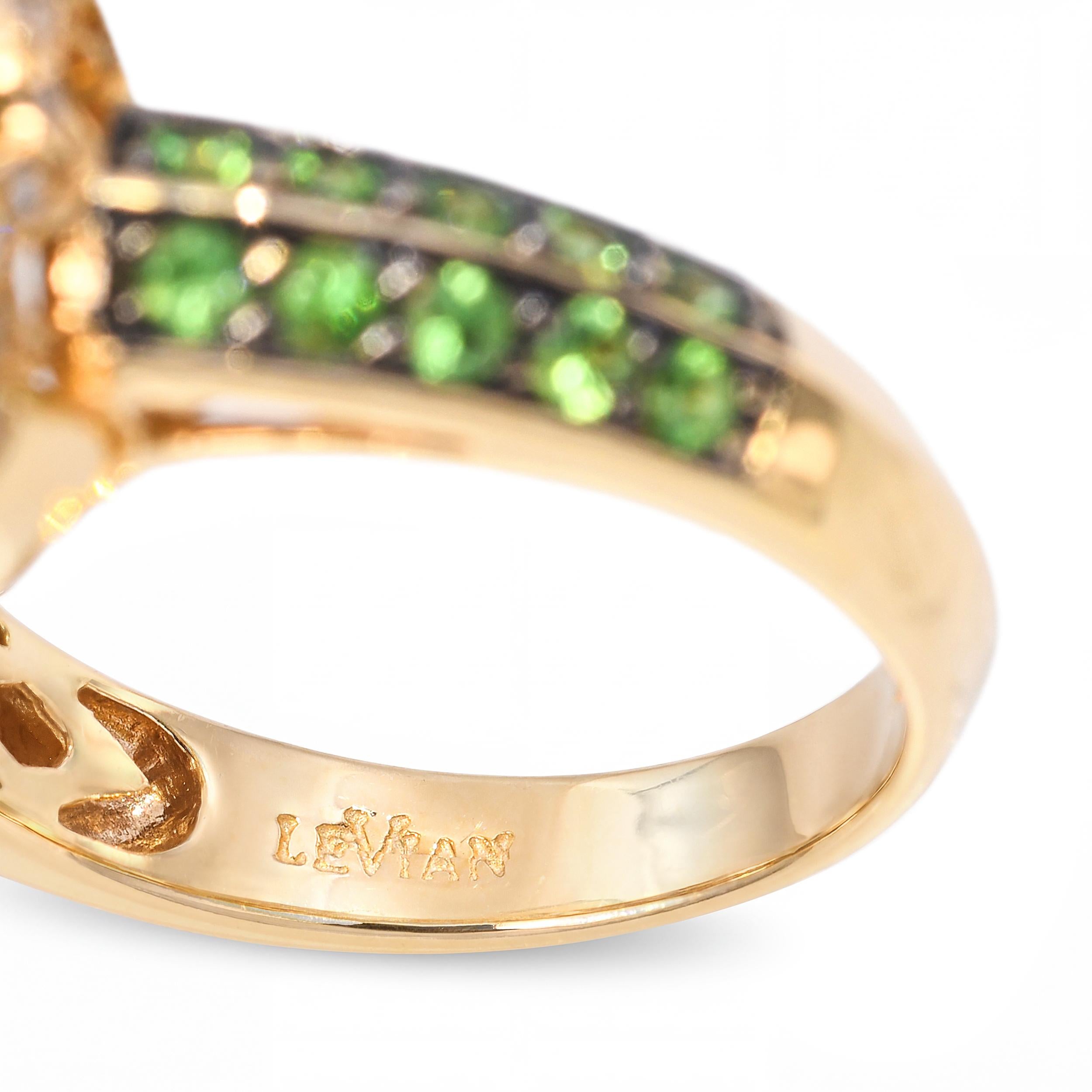 LeVian 14k Yellow Gold Yellow Quartz Tsavorite and Diamond Ring