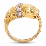 Vintage 18k Yellow Gold Lion Bypass Ring