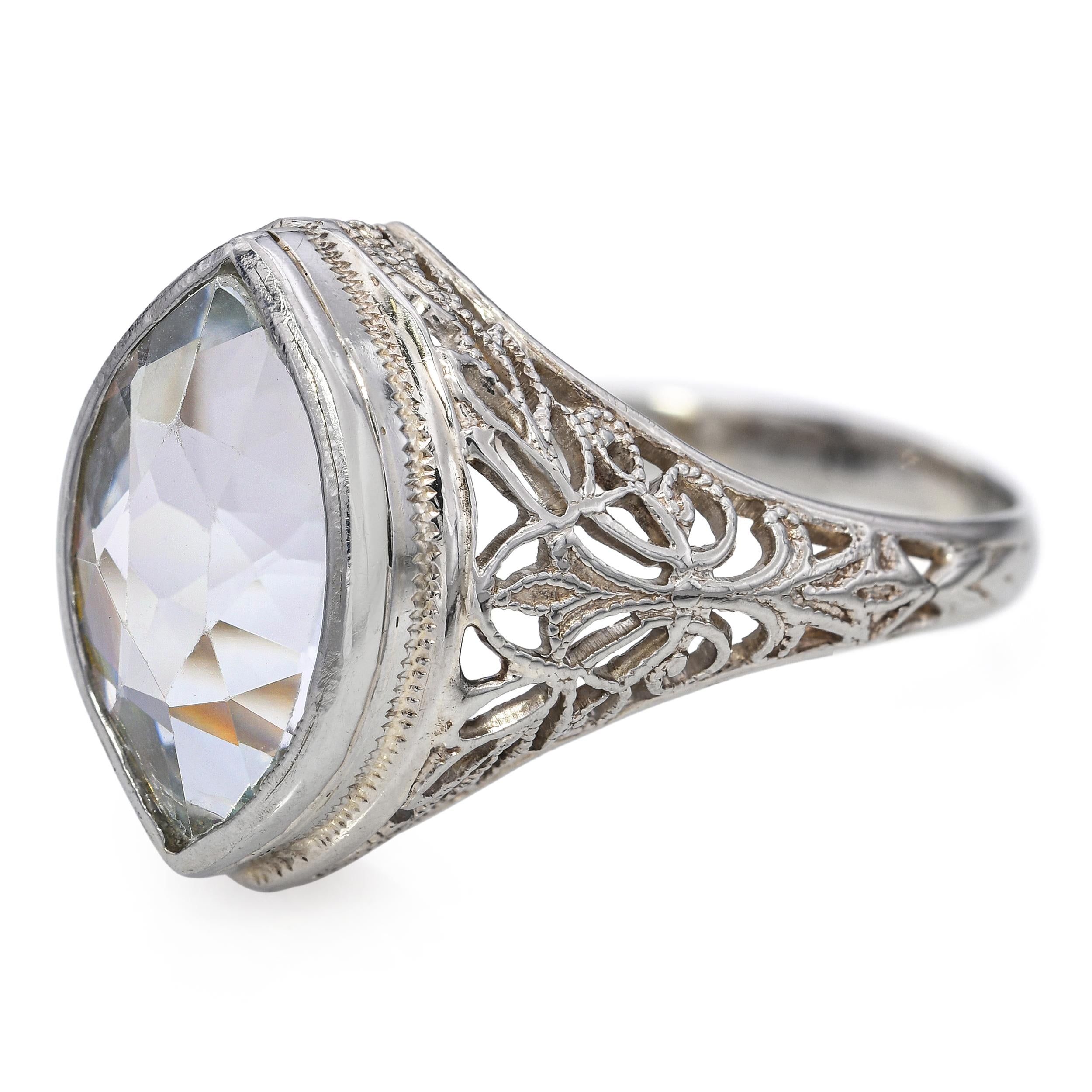 Antique 14k White Gold 1.90ct Aquamarine Ring