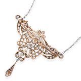 Antique Edwardian Platinum & 14k Gold 1.98tcw Diamond Lavalier Necklace