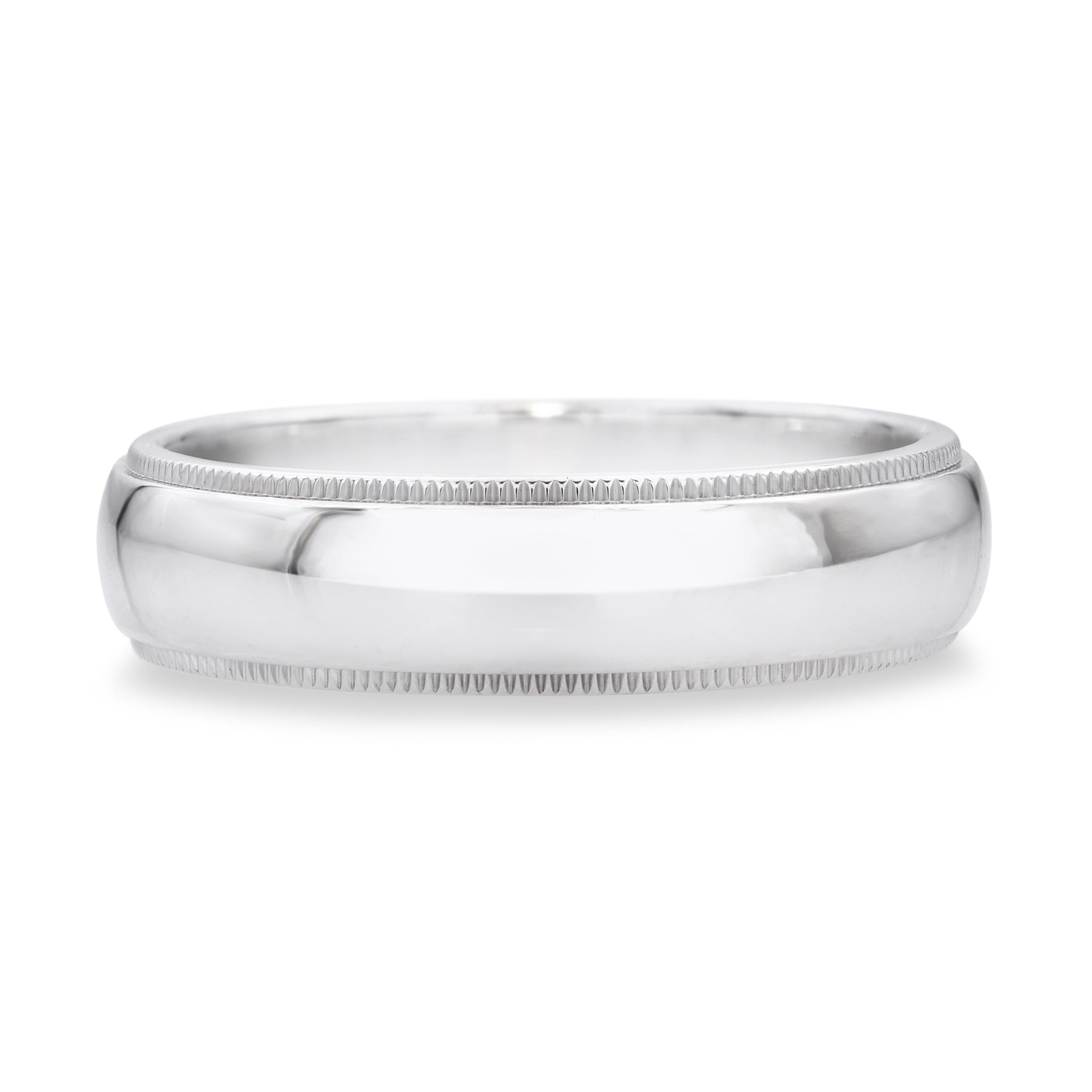 Tiffany and Co. Platinum Classic Milgrain Wedding Band Ring